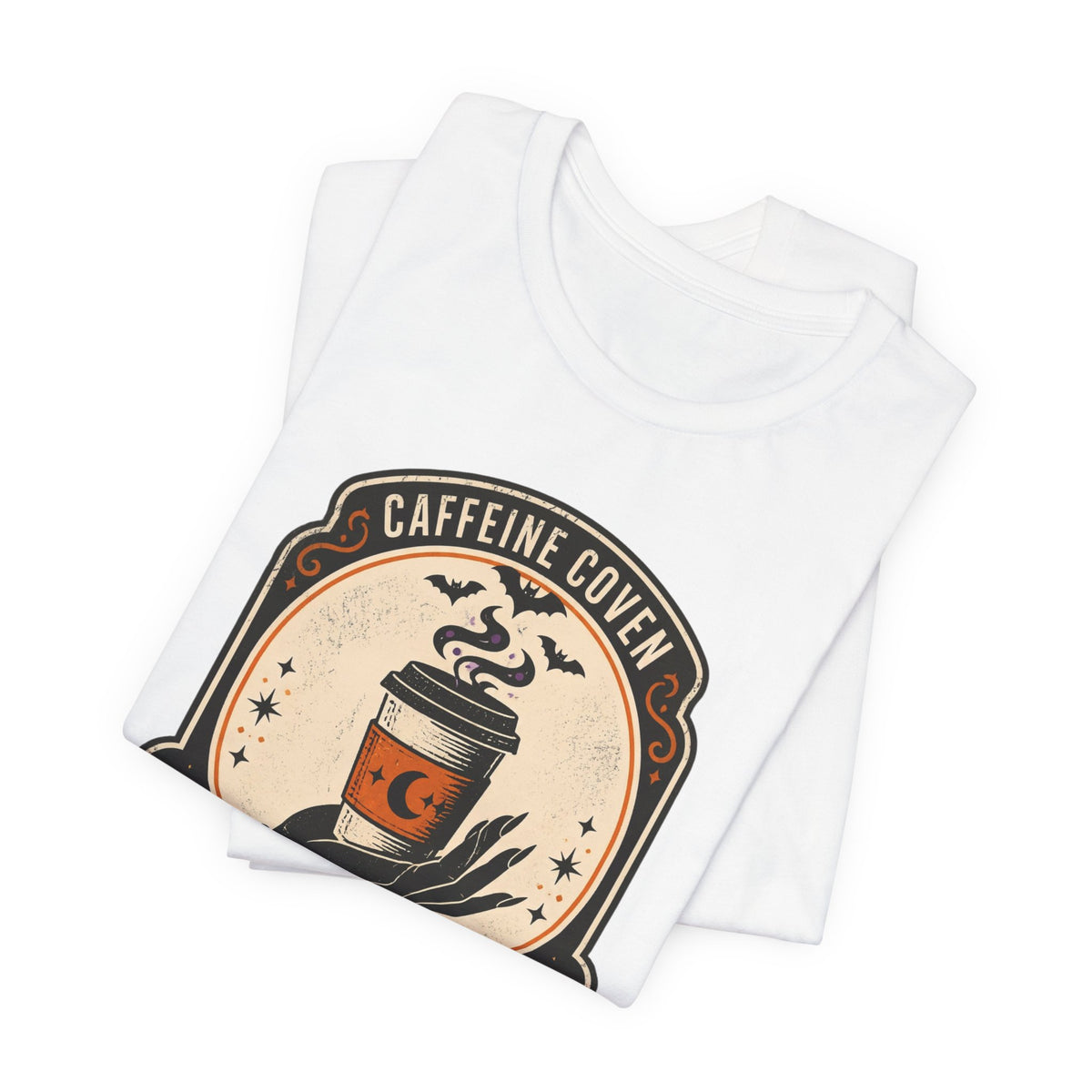 Momster Coffee Coven Tee | Halloween mom tee, spooky orange purple design