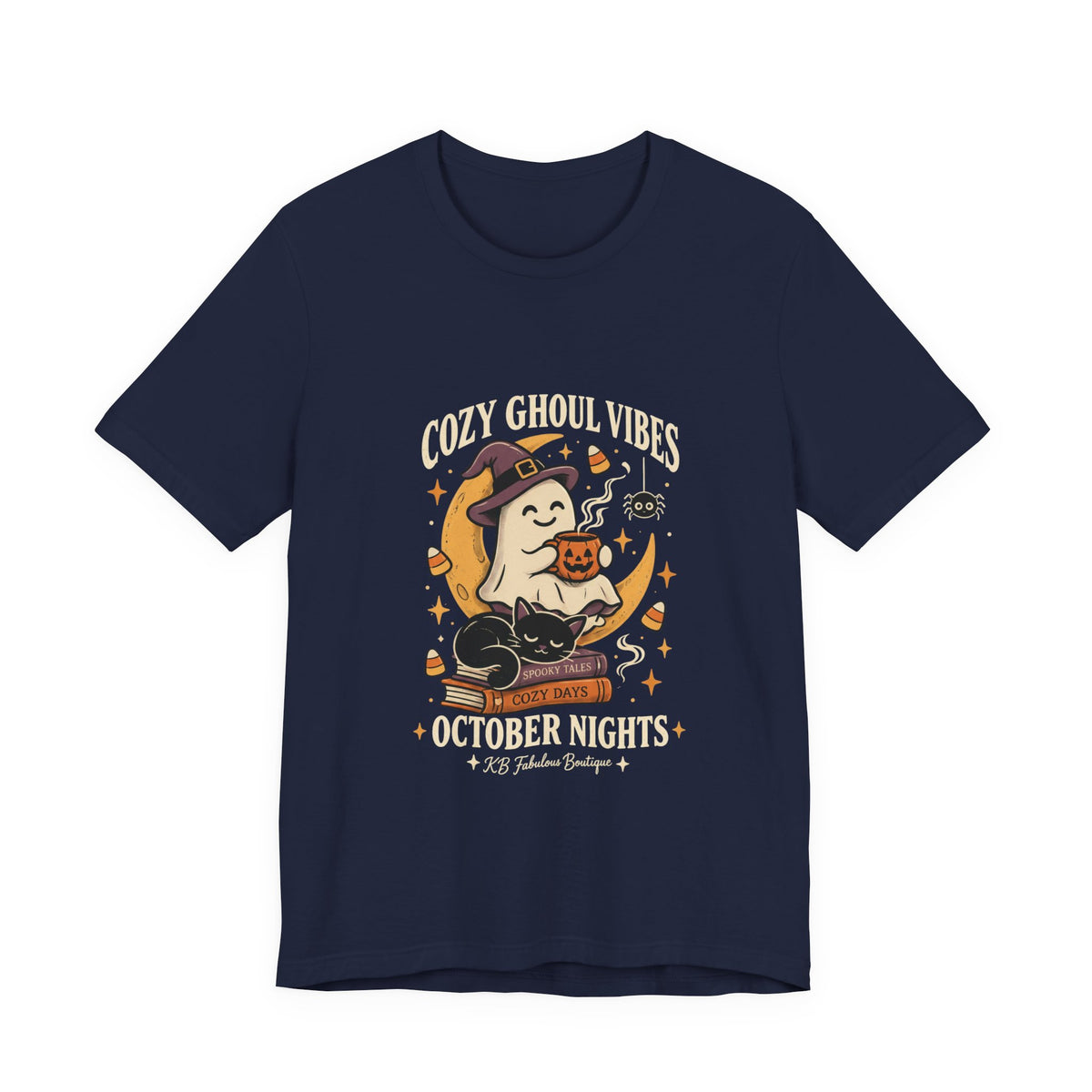 Cozy Ghoul Vibes Ghost Halloween Tee | October Nights, Witch Hat