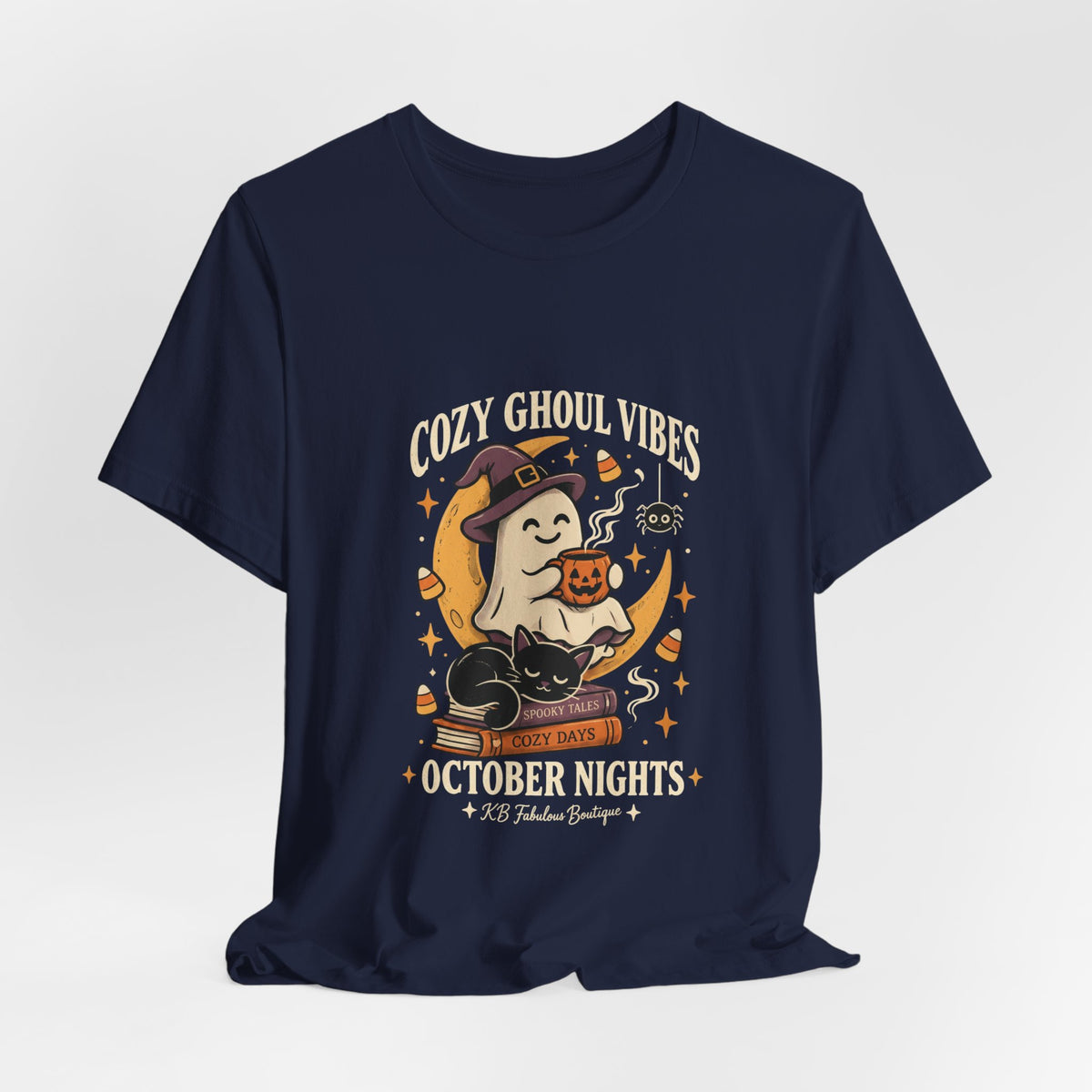 Cozy Ghoul Vibes Ghost Halloween Tee | October Nights, Witch Hat