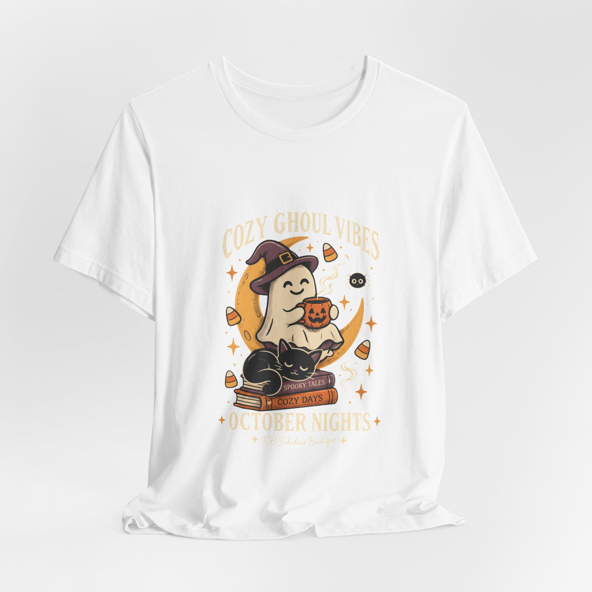 Cozy Ghoul Vibes Ghost Halloween Tee | October Nights, Witch Hat
