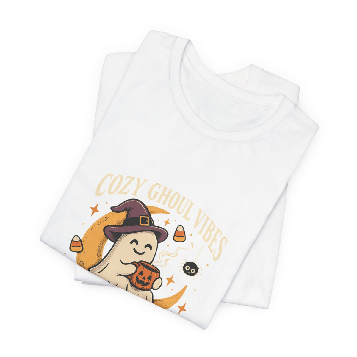 Cozy Ghoul Vibes Ghost Halloween Tee | October Nights, Witch Hat