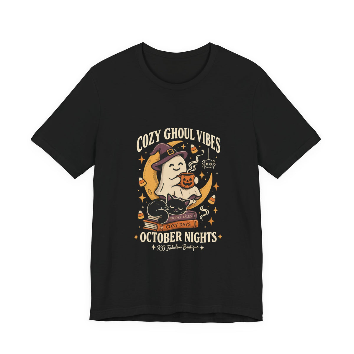 Cozy Ghoul Vibes Ghost Halloween Tee | October Nights, Witch Hat