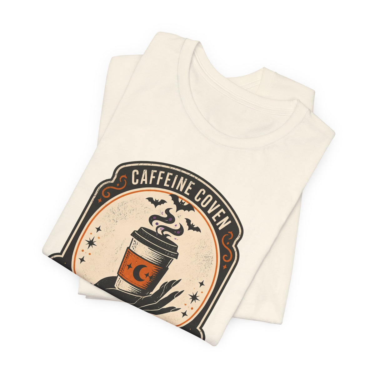Momster Coffee Coven Tee | Halloween mom tee, spooky orange purple design
