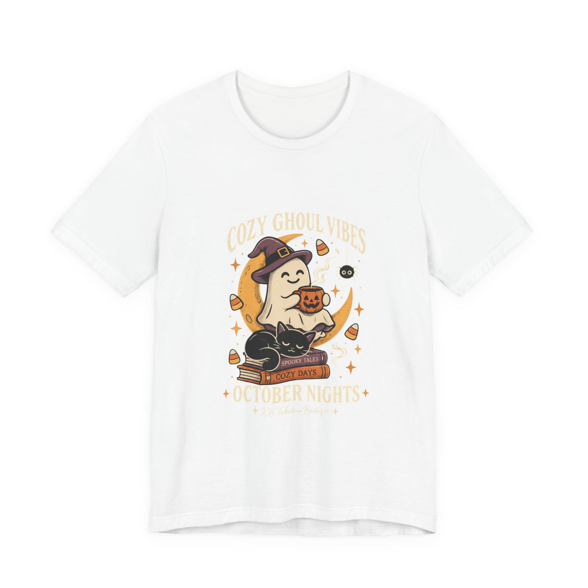 Cozy Ghoul Vibes Ghost Halloween Tee | October Nights, Witch Hat
