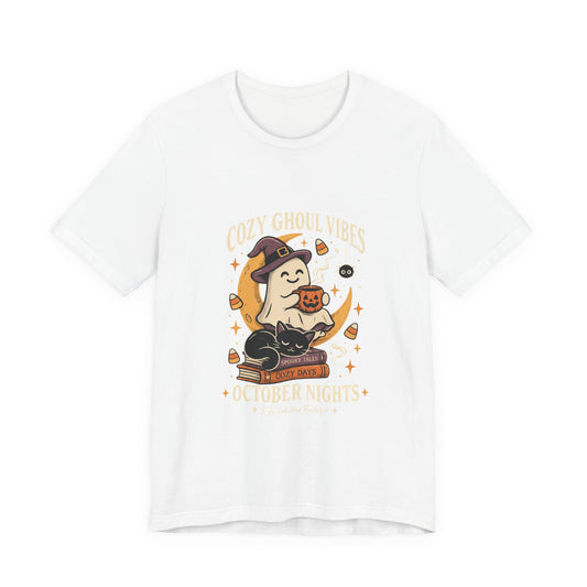 Cozy Ghoul Vibes Ghost Halloween Tee | October Nights, Witch Hat