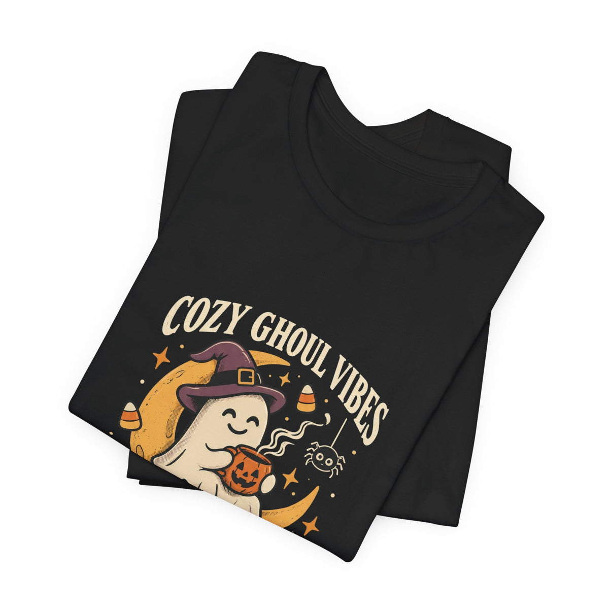 Cozy Ghoul Vibes Ghost Halloween Tee | October Nights, Witch Hat