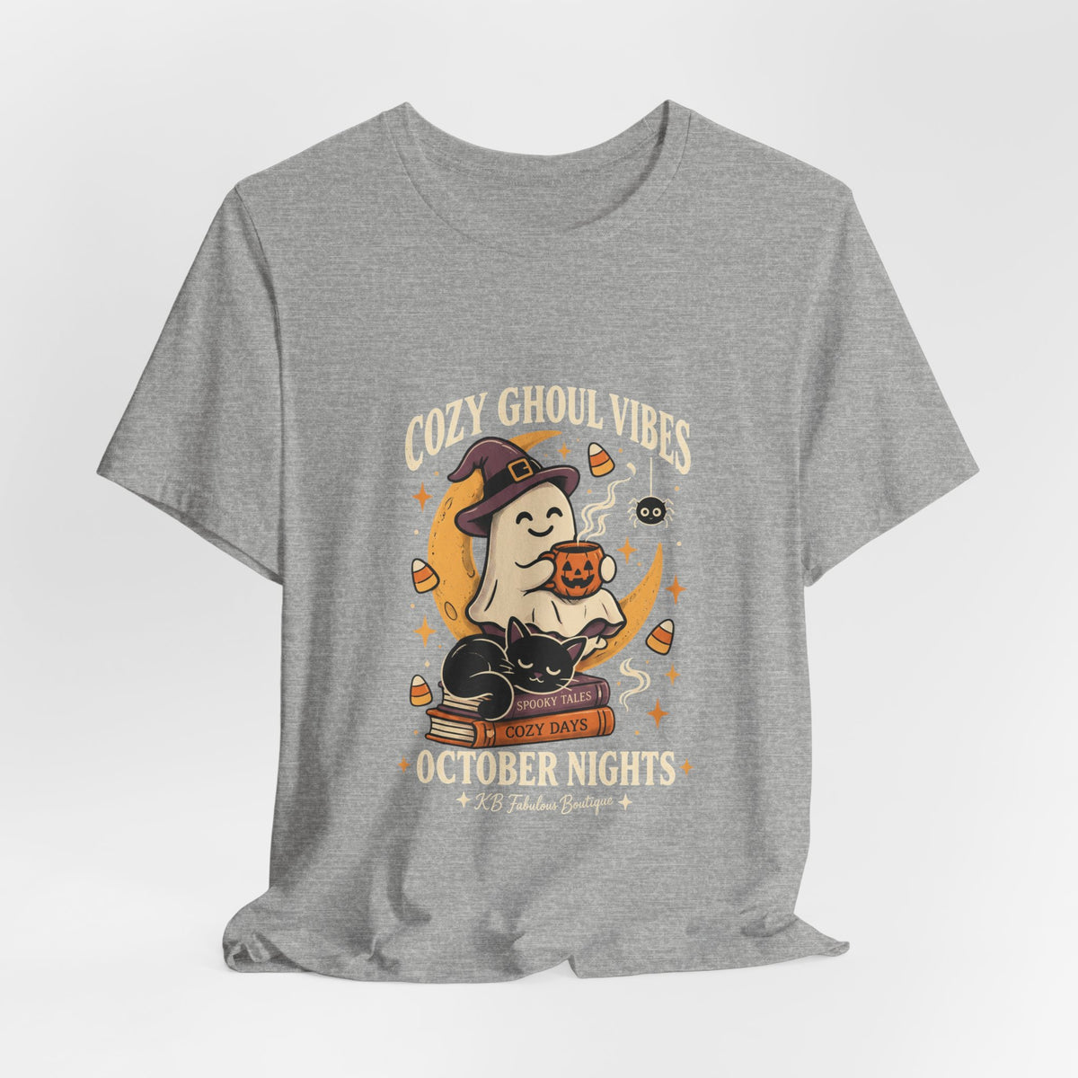 Cozy Ghoul Vibes Ghost Halloween Tee | October Nights, Witch Hat